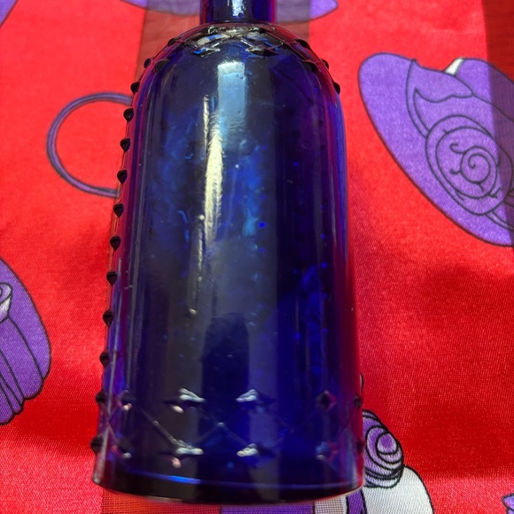 Spectacular Miniature Quilted Blue Poison Antique Dark Cobalt VTG Poison Bottle - Picture 2 of 14